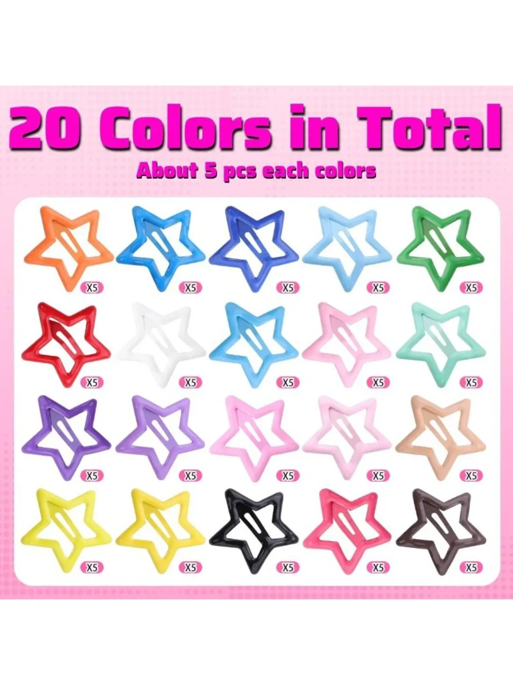 100PCS Colorful Star Hair Clips - Y2K Trendy 1.18